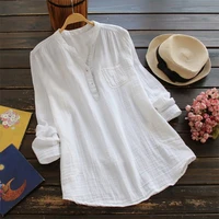 oversized pink blouse women 100 full cotton shirts top leisure long sleeve loose button pocket white shirt prairie chic blouses