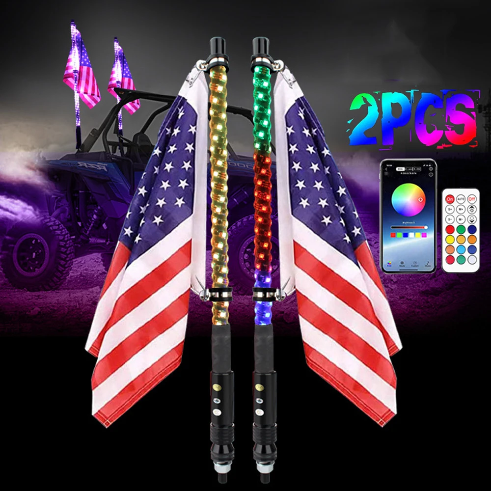 2 шт. 3 фута 4 5 футов RGB фонарь флаг приложение Bluetooth пульт дистанционного