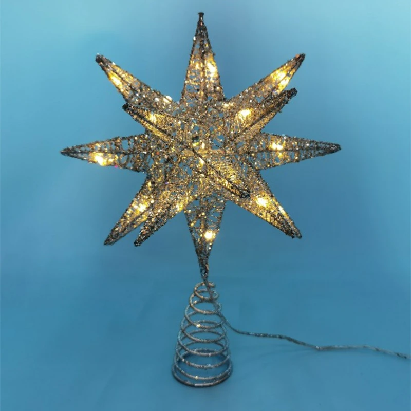 

Christmas Tree LED Star Tree Topper Battery Operated Treetop Decoration Hanging Xmas Decoration Ornament Topper B03E