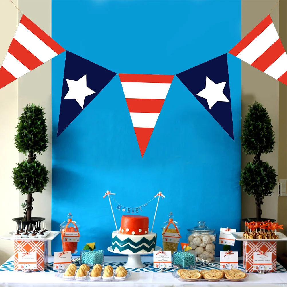 

Garland Independence Day Bunting Banner Party Decoration Photo Prop with 5pcs Colorful American Pennant