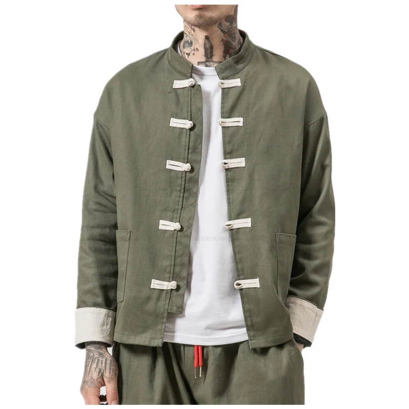 

Men Chinese Style Hanfu Tops Pants Tang Suit Tai Chi Kung Fu Set Jackets Trousers Cotton Linen T-shirt Oriental Fashion Clothing