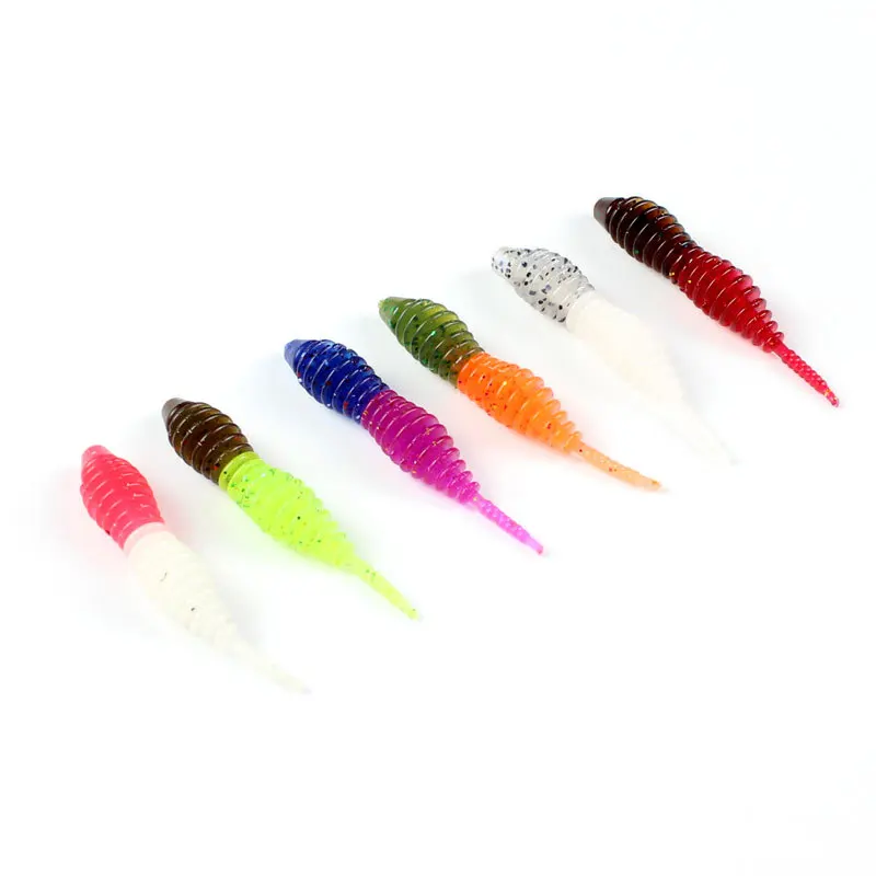 

10pcs new silicone soft bait 5cm 1g wiggler 50mm 1g front and rear two-color soft bait bubble
