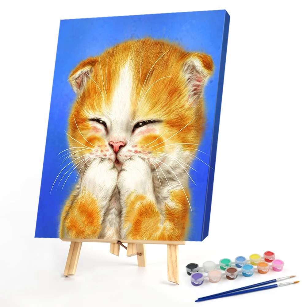 

DIY Digital Oil Painting By Numbers Cute Cat Drawing Modern Canvas Wall Art Craft Home Living Room Decoration