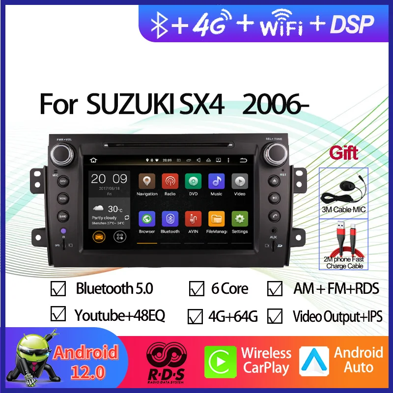 

Auto Radio Stereo For Suzuki SX4 2006-2012 Octa Core 8" 2din Car GPS Navigation Multimedia DVD Player with BT WiFi Mirror Link