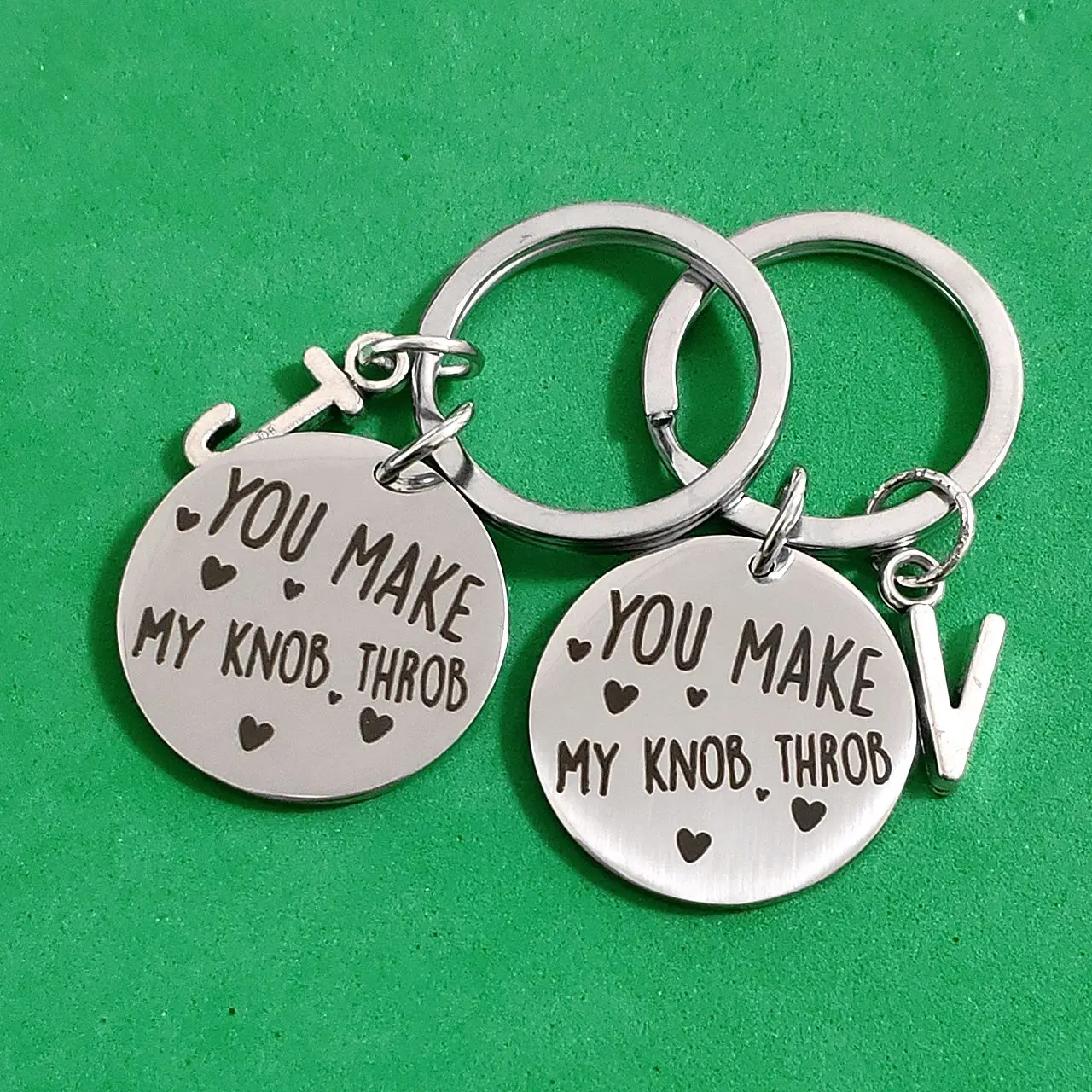 

YOU MAKE MY KNOB THROB Ornaments Anniversary Keyring STAINLESS STEEL Couple Gift Creative Keychain for Car Keys Valentine's Day