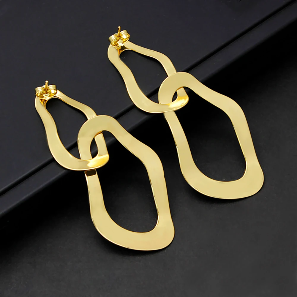 

Gold Color Long Big Drop Dangle Earrings for Women Statement Lightweight Charm Geometric Old Money Jewelry Bijoux Schmuck 2023