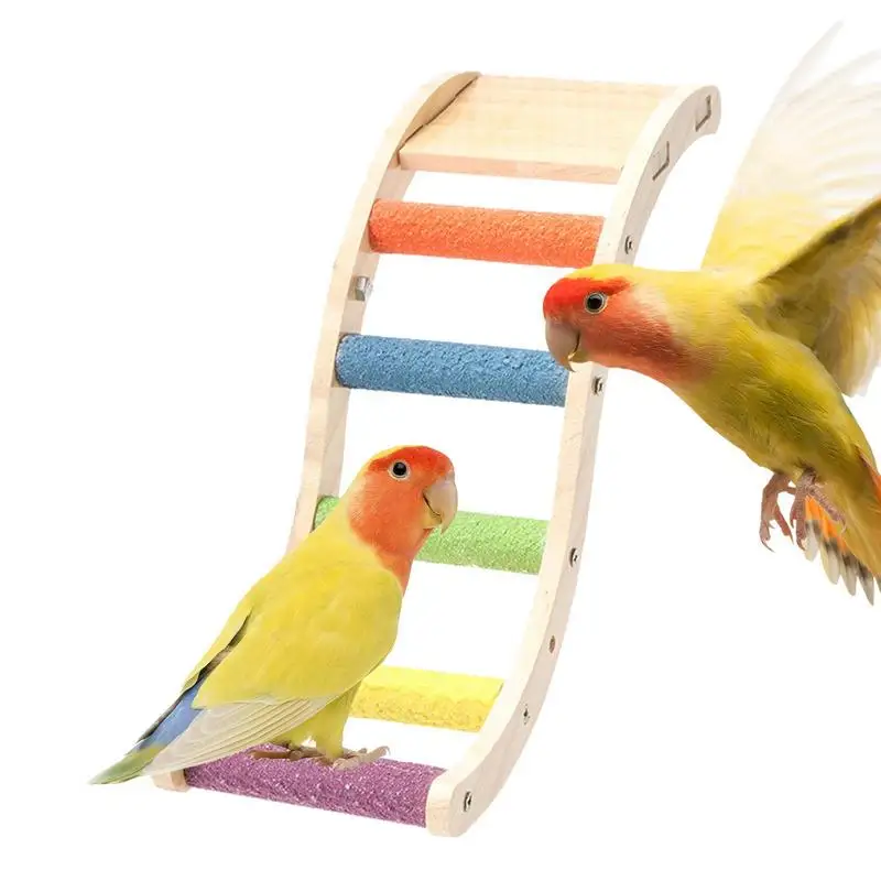 

Bird Parrot Ladders Hang Toys Bird Stand Toy Wood Ladder For Parakeets Wood Climbing Ladder Perch Toy Parakeets Climbing