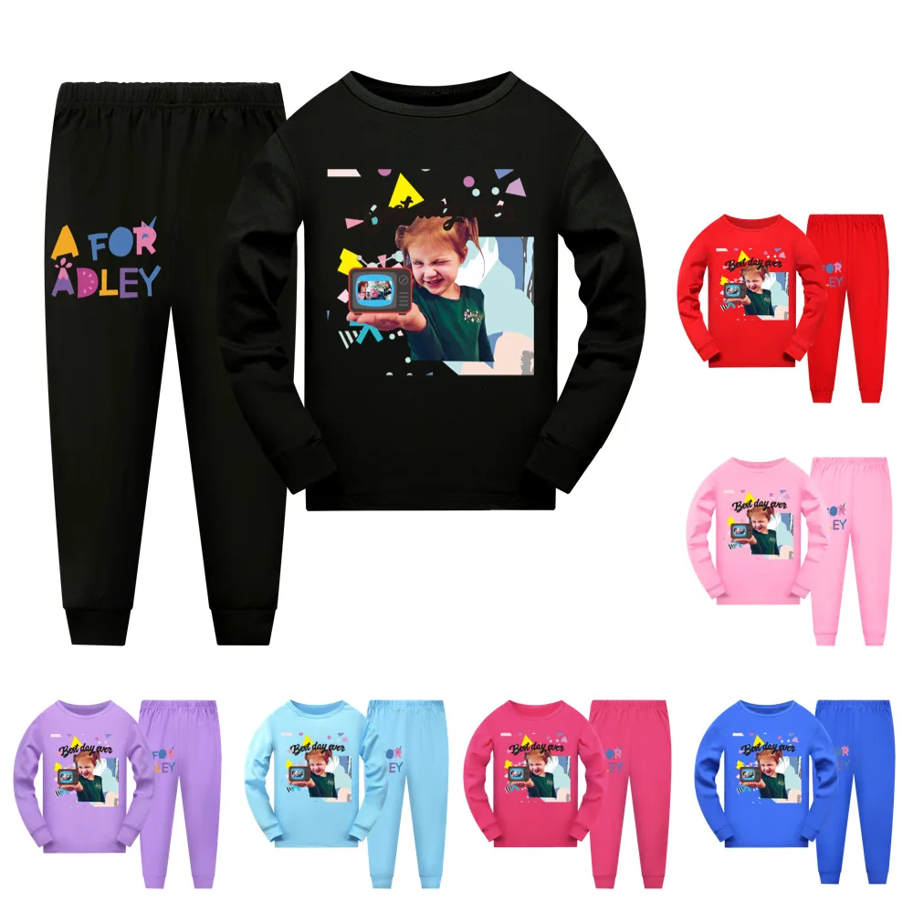 

A for Adley Kids Homewear T-Shirt+Pants Suit Baby Pyjamas Boys Girls Sleepwear Pajama Sets Toddler Girl Pajamas Set Teens Shirt