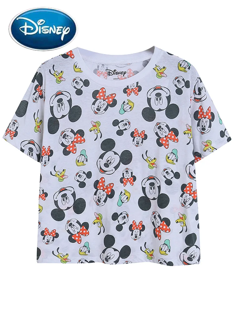 

Disney Harajuku Minnie Mickey Mouse Donald Duck Pluto Cartoon Print T-Shirt Women O-Neck Pullover Short Sleeve Tee Tops Summer