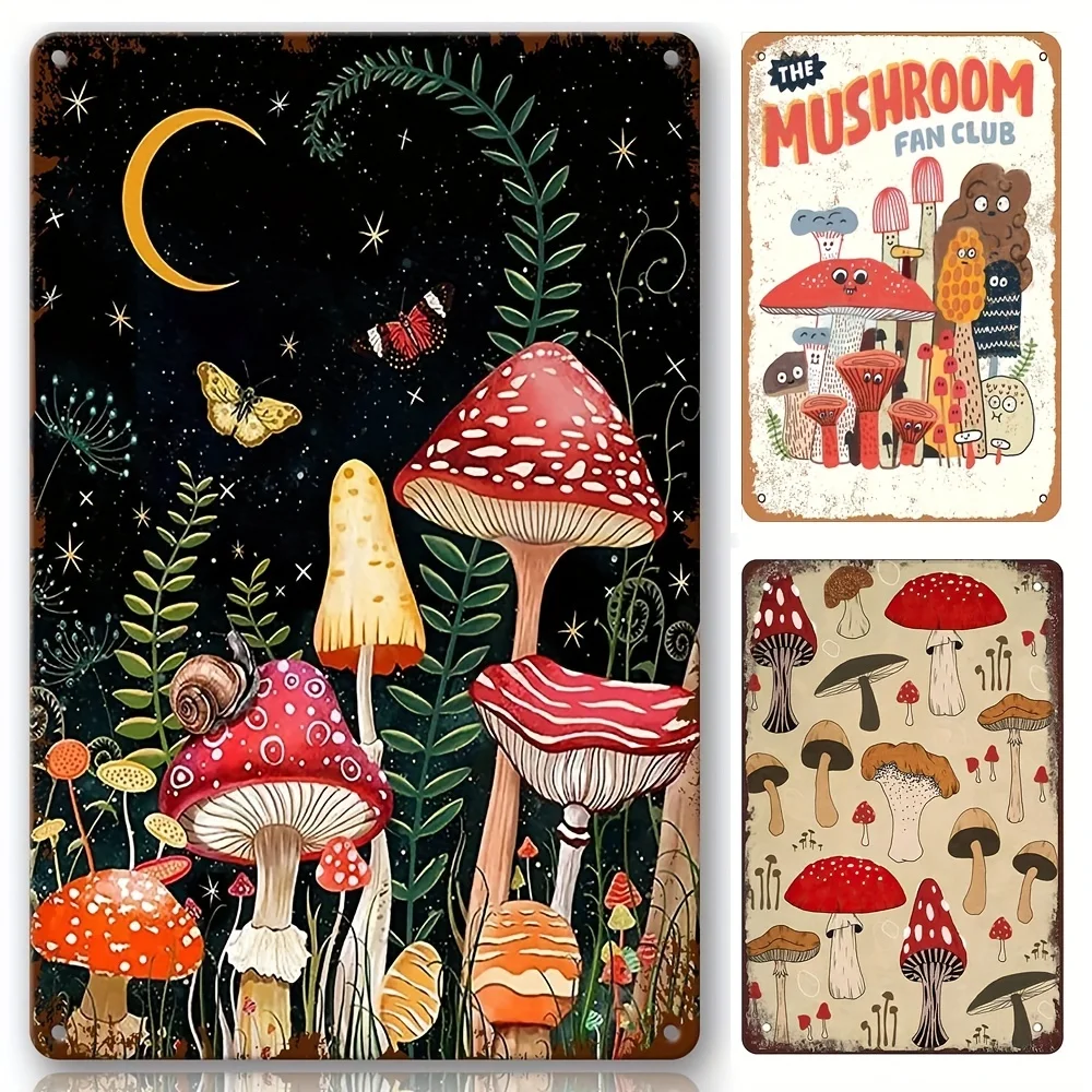 

Metal Tin Sign Creative Funny Novelty The Mushroom Fan Club Retro Wall Decor Garden Man Cave Cafes Office Store Pubs Club