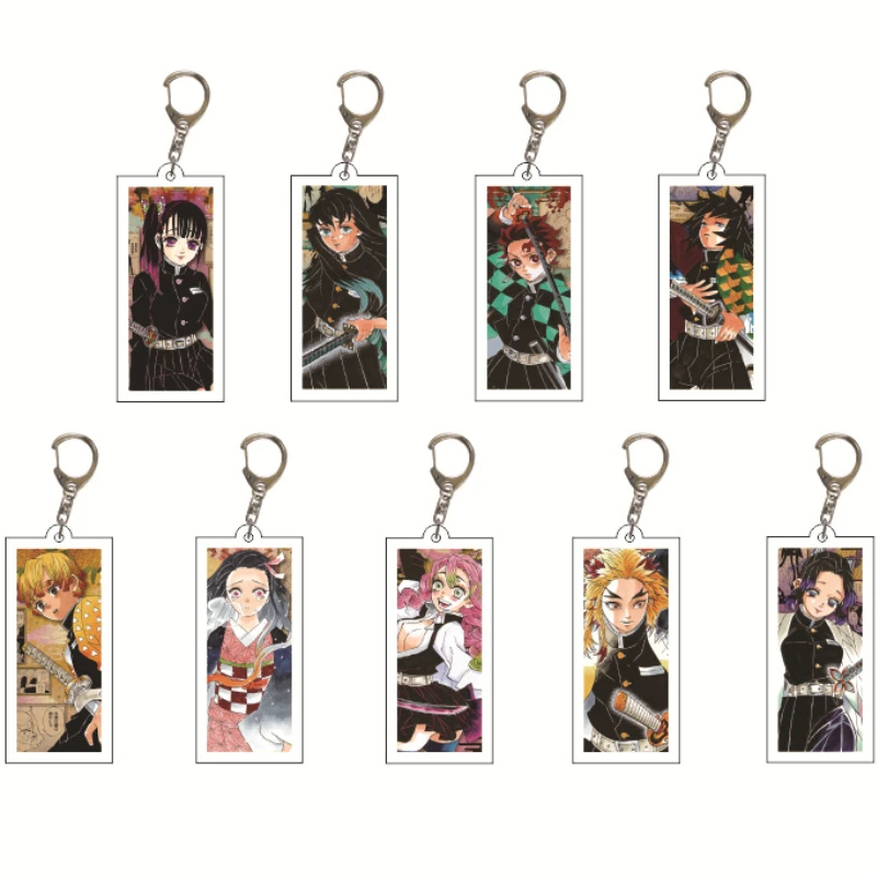 

Anime Demon Slayer CardKeychain Acrylic Kimetsu No Yaiba Blade of Ghost Keychains Key Cover Chain Keyring Jewelry Accessories