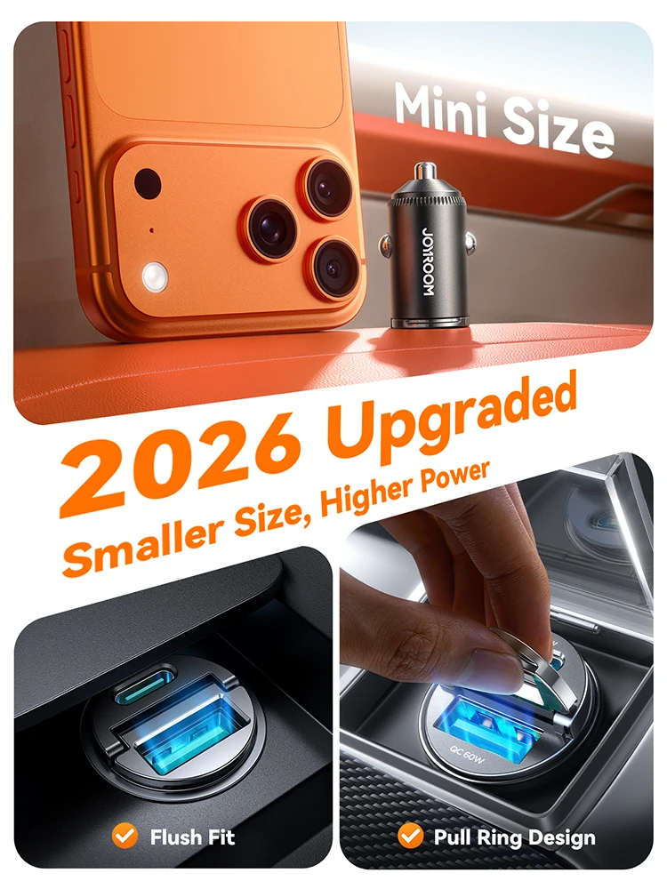 Фото Автомобильное зарядное устройство Joyroom 125W mini с быстрой зарядкой для iPhone QC3.0, mini PD, USB Type C, для Samsung Android №3