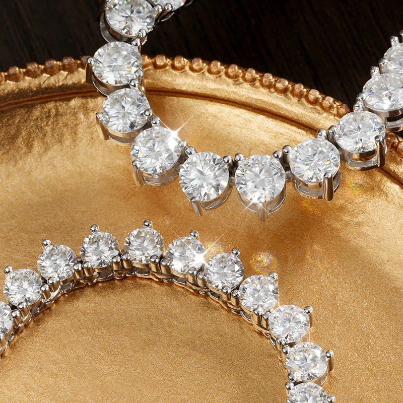 KNOBSPIN 3 когтя D VVS1 муассанит теннисное ожерелье 3/4/5 мм GRA сертифицированное