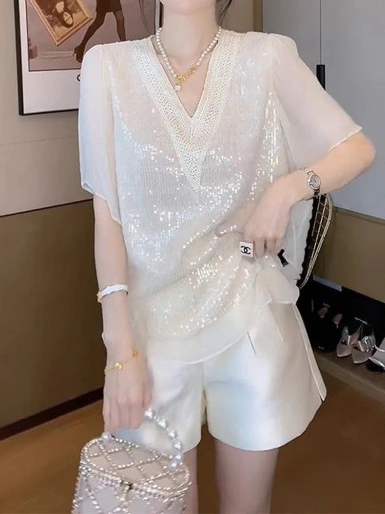 Новинка 2024 женский летний белый топ блузки для женщин женская блузка