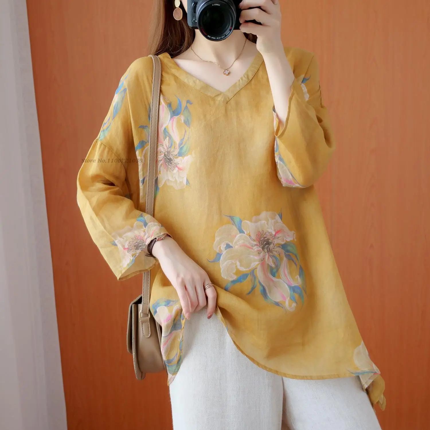 

2022 retro national chinese blouse woman traditional printed vintage cheongsam hanfu tea service loose top chinese qipao shirts