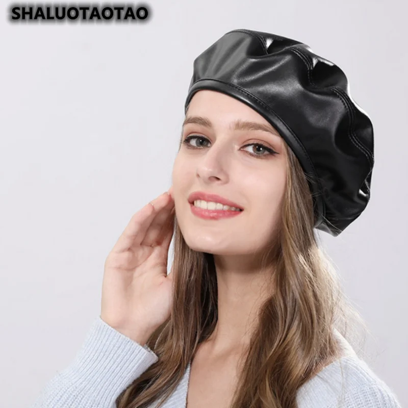 

Fashion New Spring Autumn Winter Hat Leather Octagonal Hats Women's Berets Millinery Casquette Gorra 2022