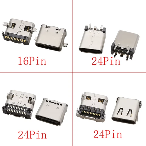 USB-разъем Type-C женский 2/6/16/24 контакта