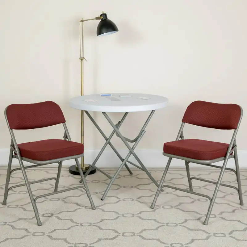 

Pack HERCULES Series Premium Curved Triple Braced & Double Hinged Burgundy Fabric Metal Folding Chair