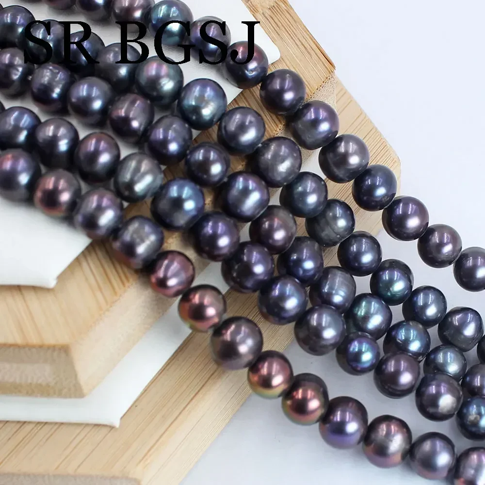 Бусины из пресноводного жемчуга почти круглые натуральные бусины A + черного