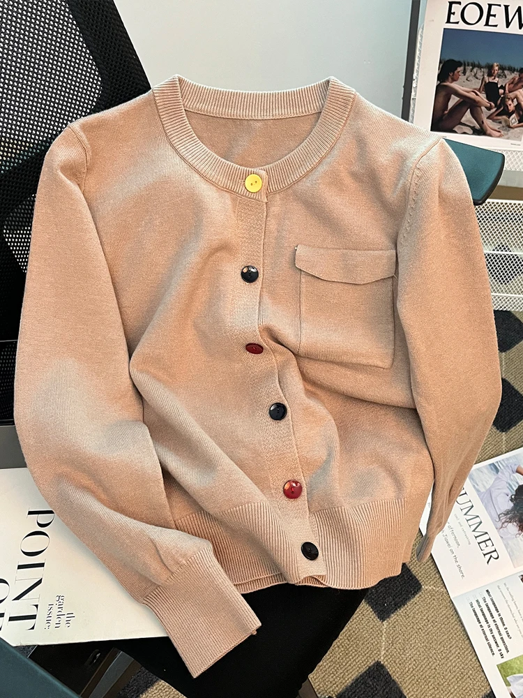 

YuooMuoo 2022 Autumn Women Knitted Cardigans Y2K Fashion Candy Color Buttons Long Sleeve Knitwear Coat Chic Ladies Sweater Tops