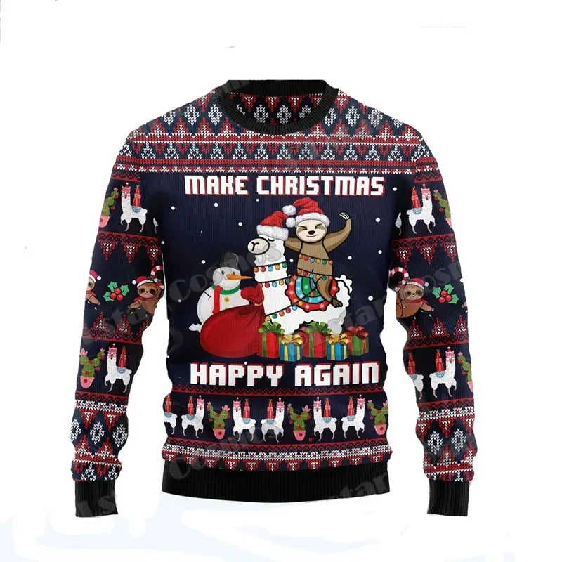 Зимний мужской модный свитер со слотами с 3D рисунком Hohoho Уродливый