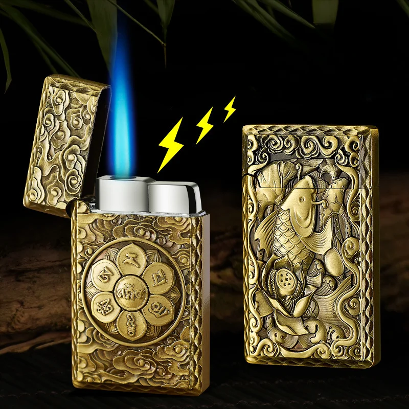 

Langsheng Windproof Inflatable Lighter Creative New Classic Point Cigar Moxibustion Straight To The Blue Flame