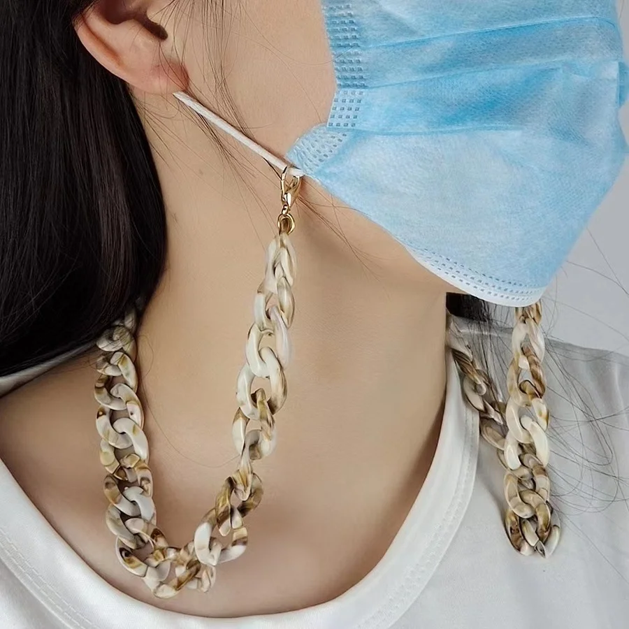 

New Fashion Bright Anti-Slip Glasses Chain Necklace Colored Acrylic Sunglasses Mask Chain Lanyard for Women Glasses Accessories