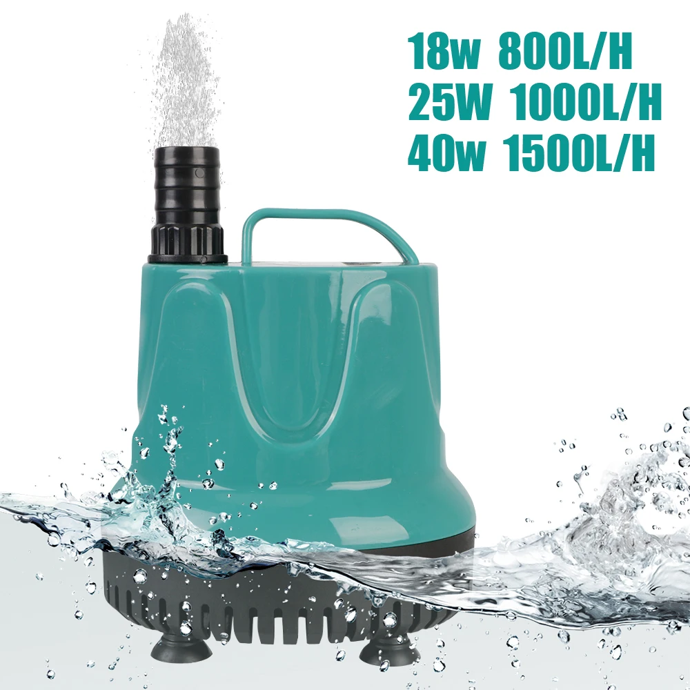 

800-1500L/H Quiet Submersible Water Fountain Pump Aquarium Fish Pond Tank Spout 18W 25W 40W Filtration Cleaning