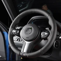 diy handmade car steering wheel cover for bmw m m3 2014 2018 m5 2014 x5m 2015 2017 x6m 2015 2016 interior auto accessories