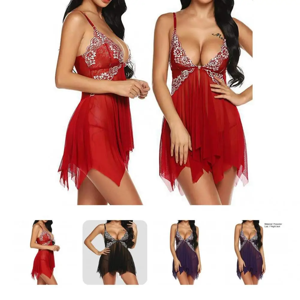 

Two Pieces Trendy Charming Lady Nighty Dress Sexy Nightgown Backless for Home