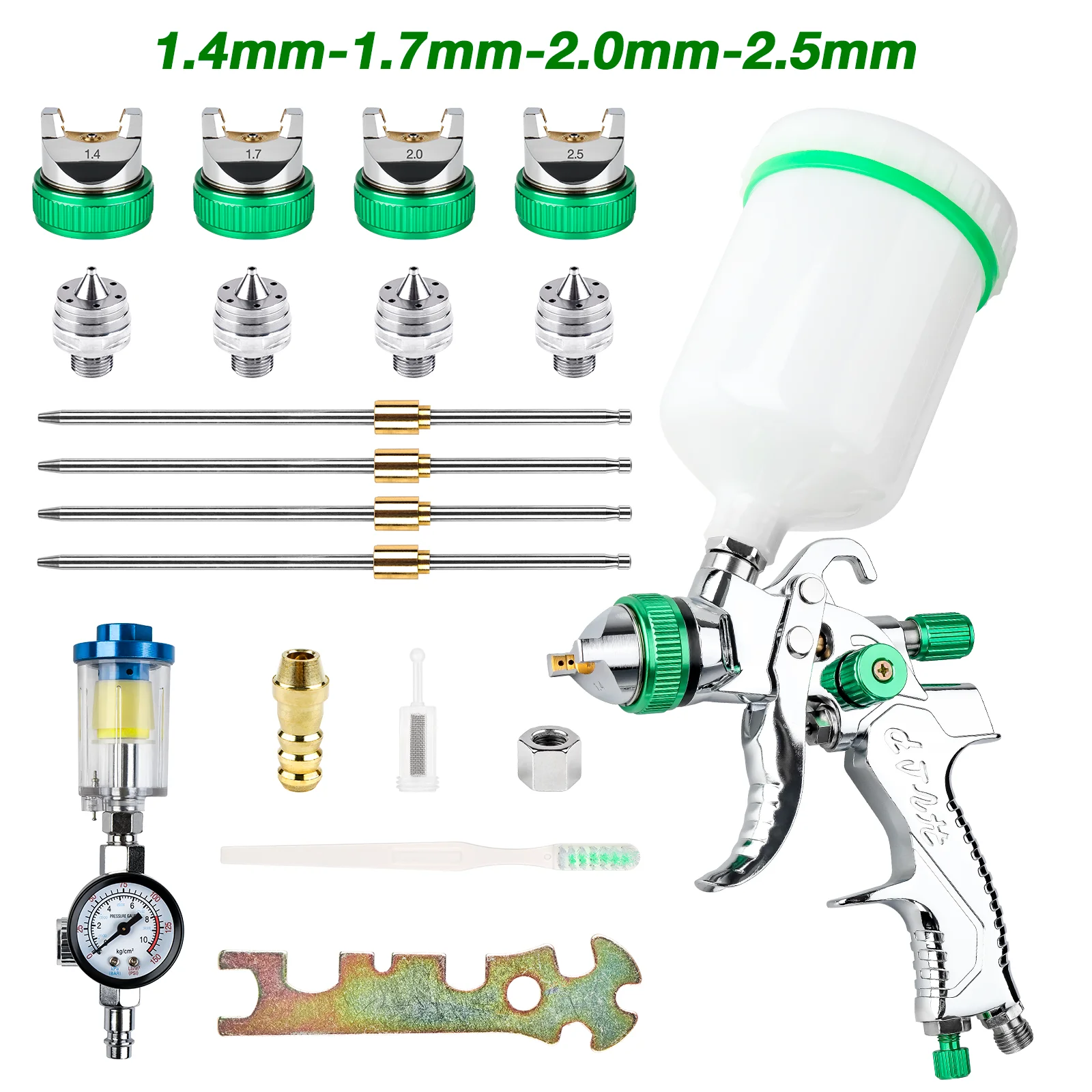 

Пневматический краскопульт TEMPS DETIR HVLP 1.4/1.7/2.0/2.5 мм серебристый