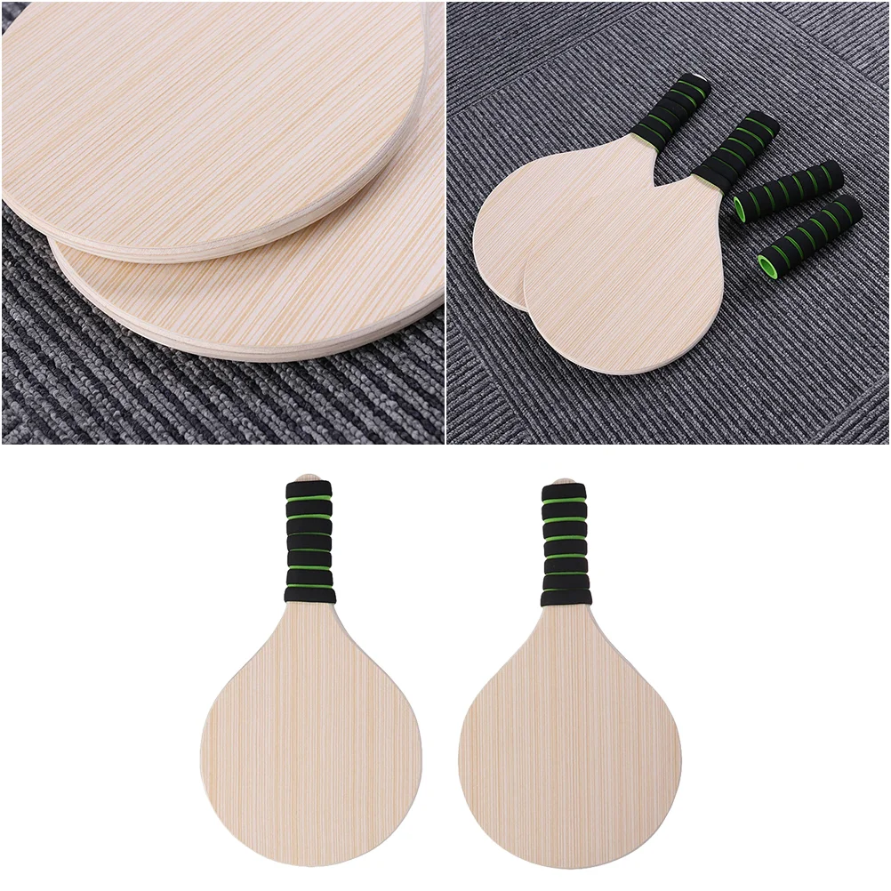 

1 Pair Wooden Beach Game Bat Badminton Racket for Outdoor Game Beach Party (Random Handle Color)