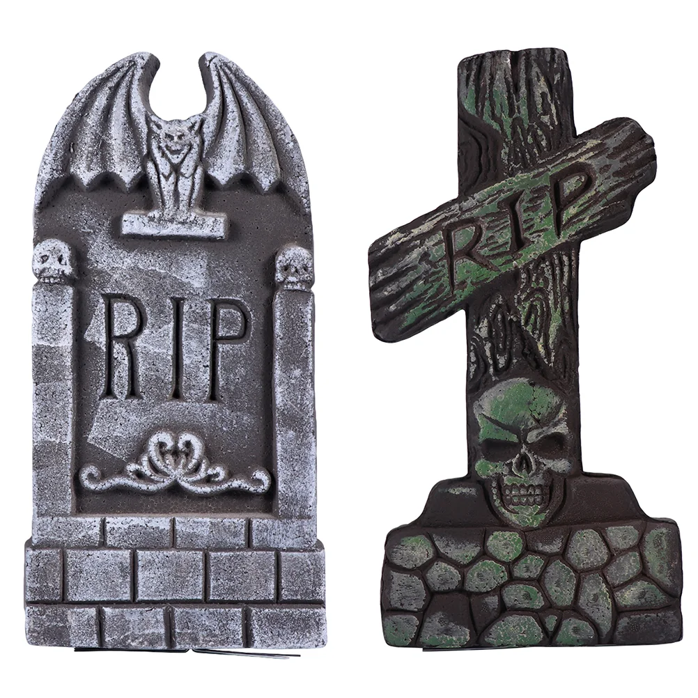 

2 PCS Halloween Tombstone Outdoor Decor Supplies Haunted House Prop Props Foam Prank Room Ornaments