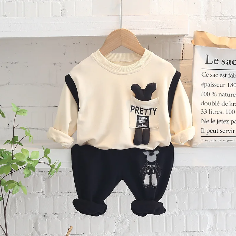 

Toddler Baby Girls Boys Cartoon Bear Long Sleeve T-shirt + Pants 2Pcs Outfits Set Fashion Autumn Wear Children's Clothing Sets
