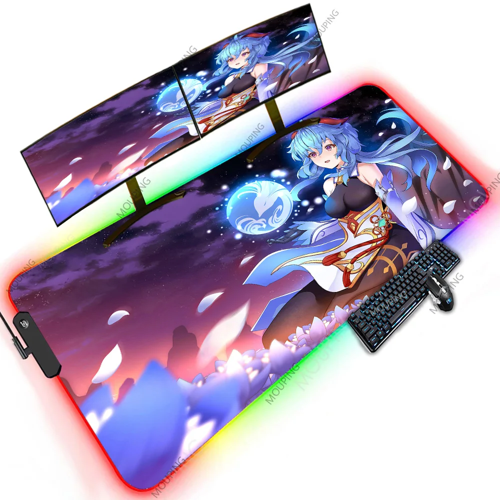 

Kawaii Girl Big Boobs Genshin Mousepad Desk Writing Pad Bureau Gamer RGB Cute Notebook Speed LED Office Development Protection