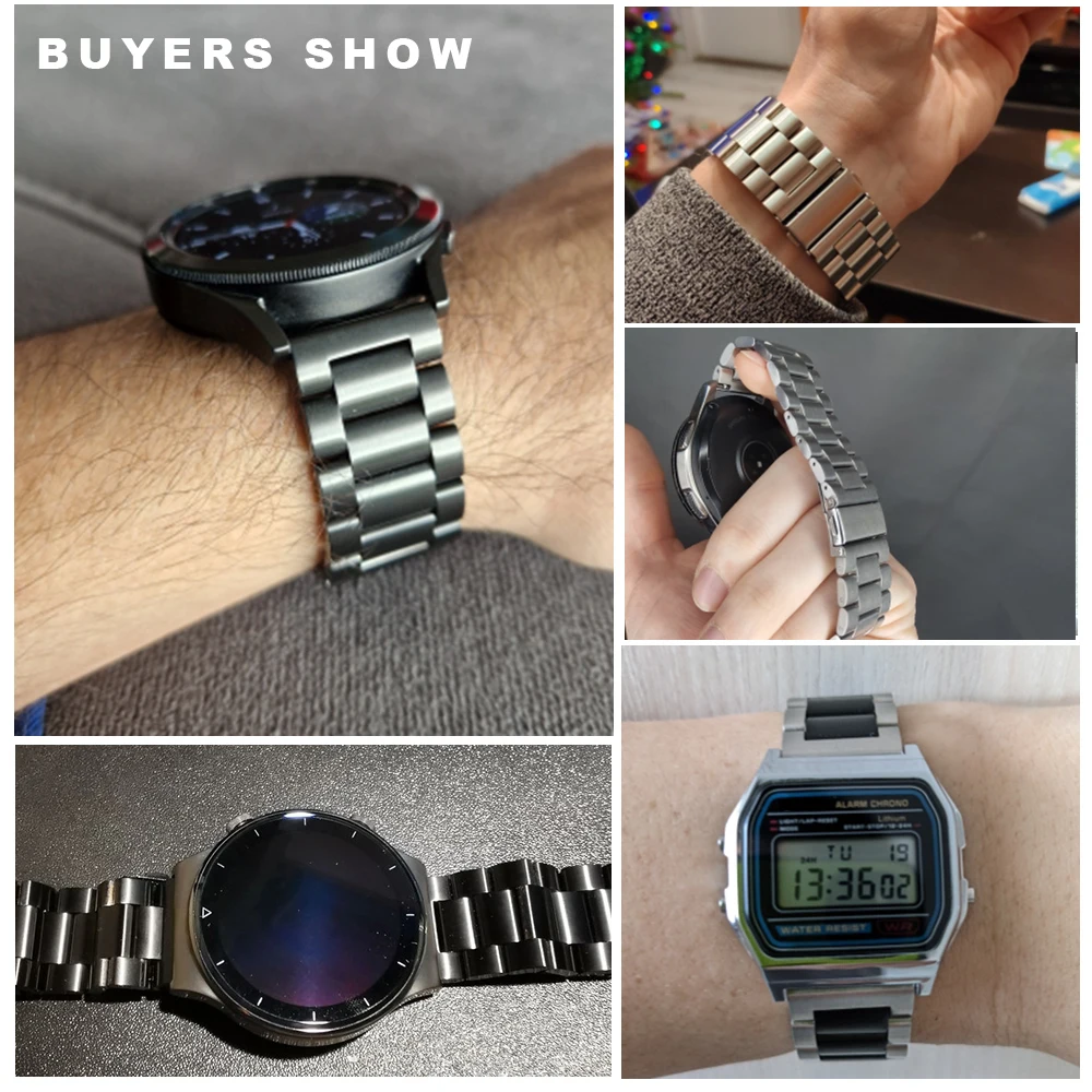 22mm 20mm Stainless Steel Strap For Samsung Galaxy Watch 3 4 5 Pro 40mm 44mm 42mm 46mm Active2 Gear S3 Huawei GT2 Metal Band