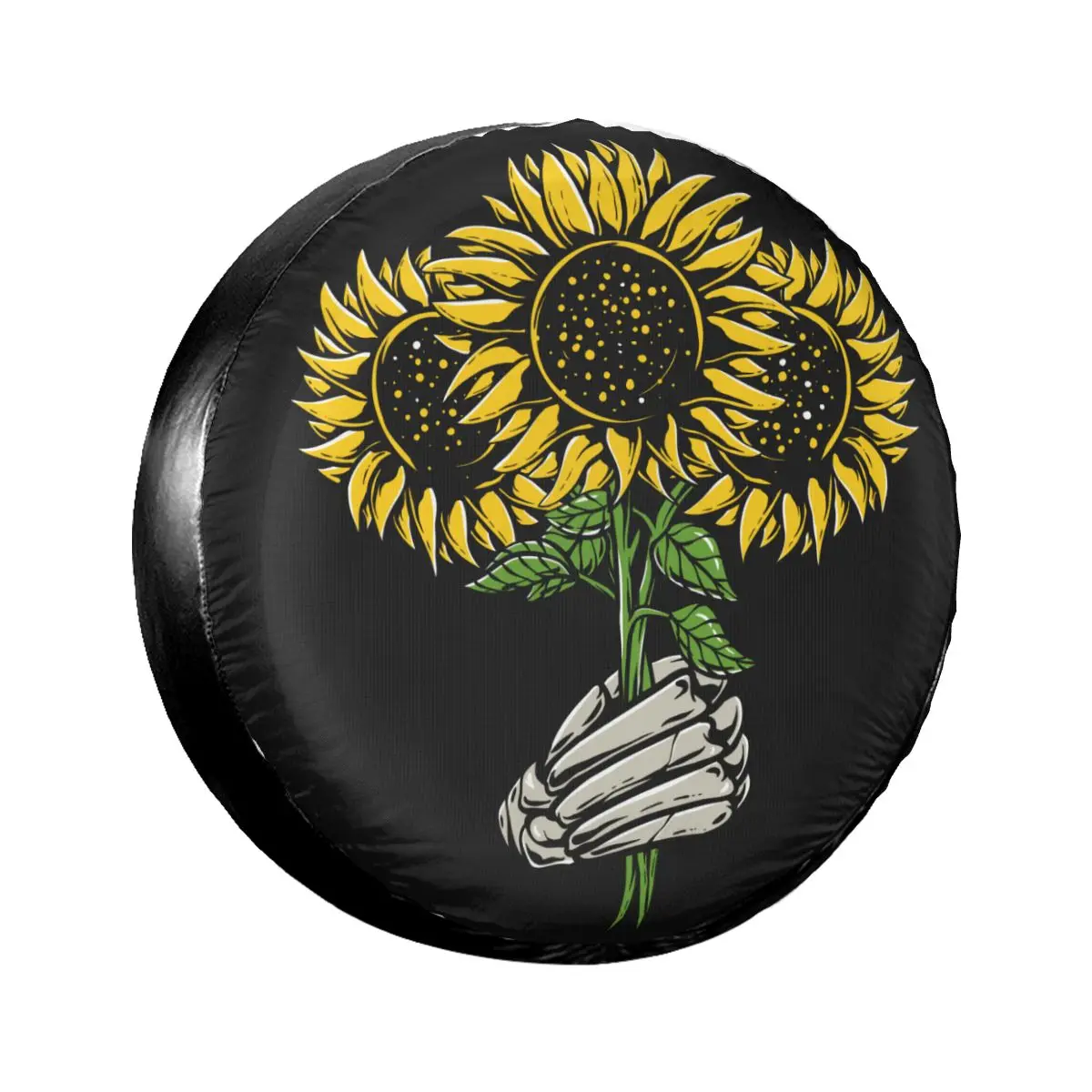

1pcs Universal Car Spare Tire Covers Auto Wheel Tires Skeletons Hands Holding Sunflower Vehicle Tyre Waterproof Polyester Bag