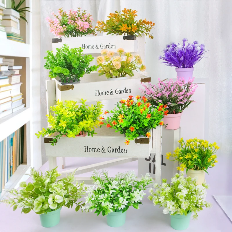 Искусственные цветы в горшке лаванда эвкалипт растения трава ванная комната