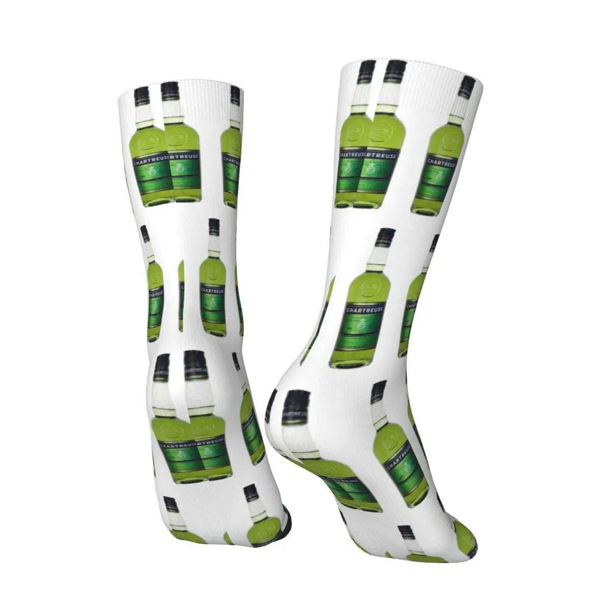 Зеленые носки Chartreuse осенние чулки с рисунком маслом в бутылке повседневные