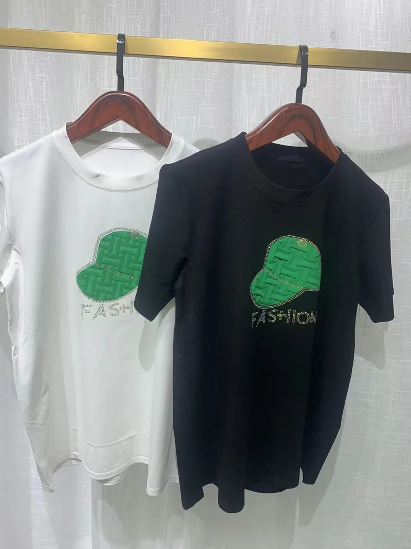 

Summer new inner short-sleeved T-shirt men's cotton hot diamond print top