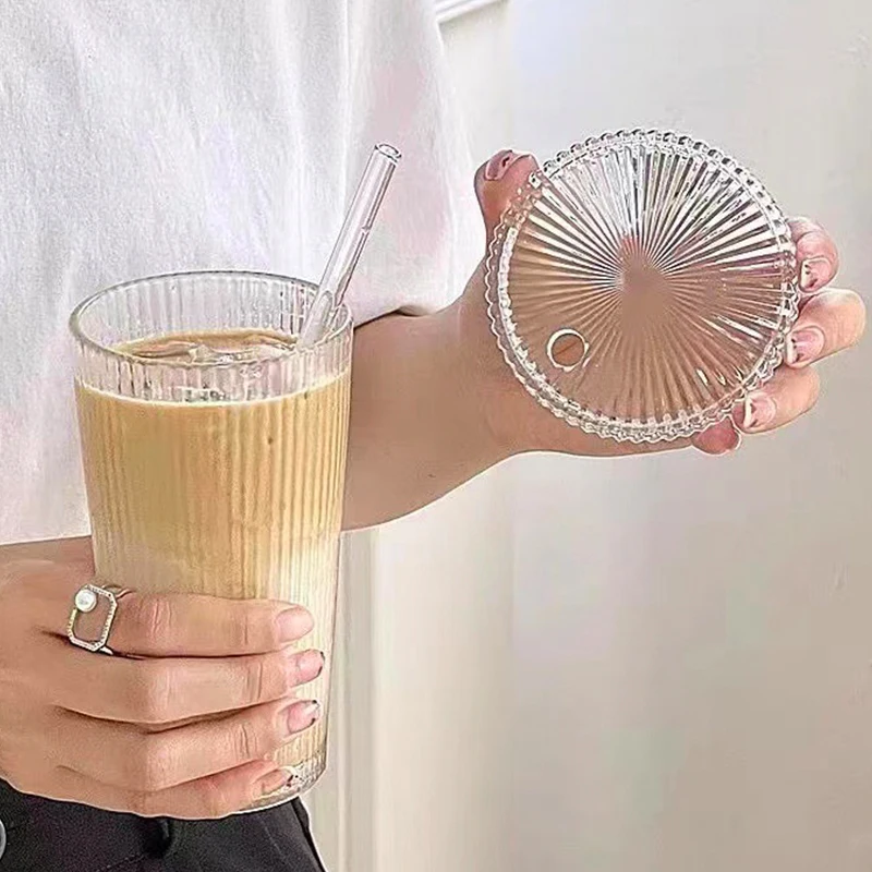 Красивые стеклянные чашки для воды чая вертикальные полосатые дорожная кофейная