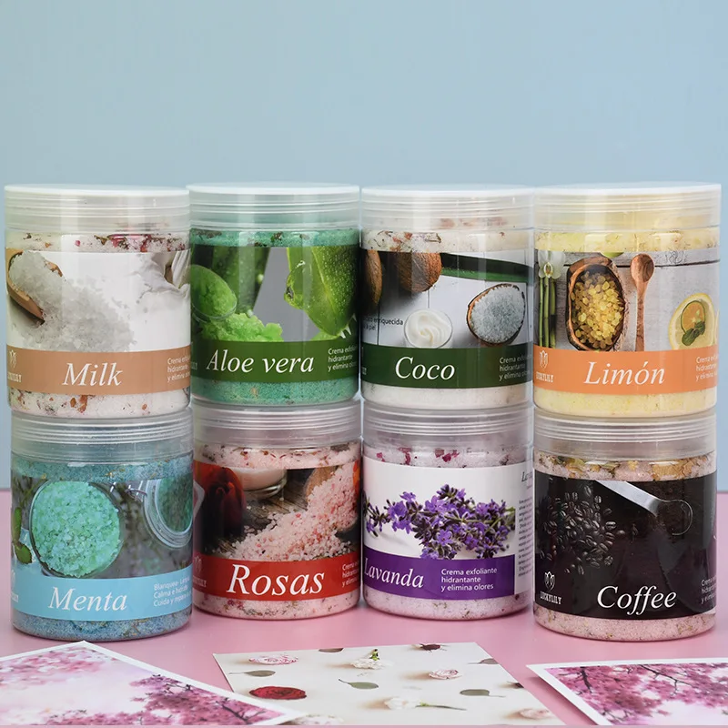 

390g Bathsalt Jar Bath Salts Crystals Spa Bath Salts Body Massage Scrub Milk Rose Relaxation Wholesale Bath Scrubs Exfoliating