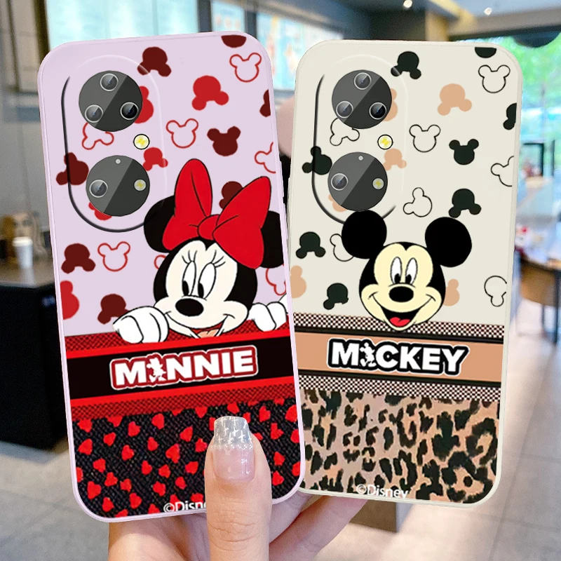 

Luxury Mickey Minnie Cute Phone Case For Huawei P50 P40 P30 P20 Pro Lite E Y9S Y9A Y9 Y6 Nova Y70 5T 9 5G Liquid Rope