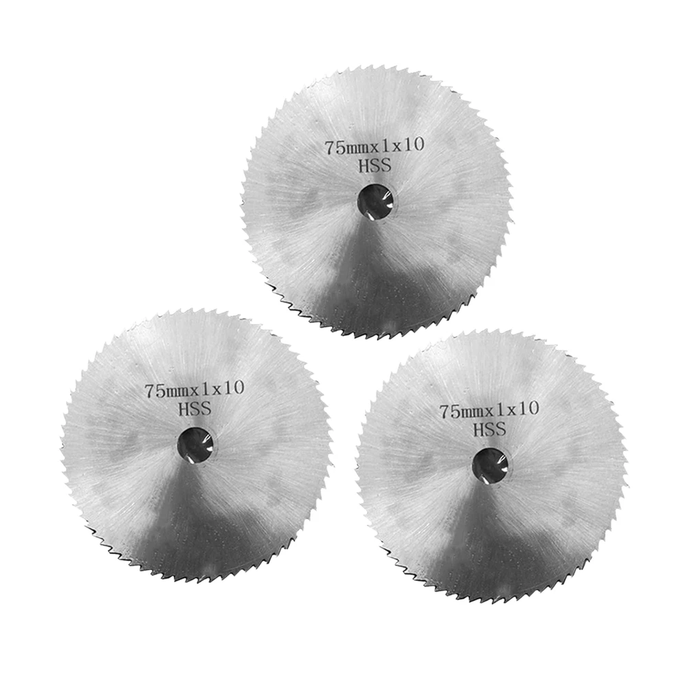 3 Pcs 3Inch Cutting Disc HSS Saw Blades 75*1*10mm For Wood Plastic Laminate Aluminum Cutting Rotary Tool Power Tool Accessories