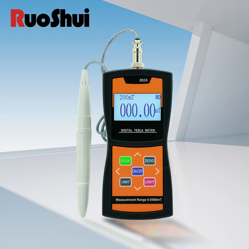 

RuoShui Permanent Magnet Gauss Meter High Accuracy 0-2400mT/24000Gs Digital Tesla Meter Surface Magnetic Field Tester Gaussmeter