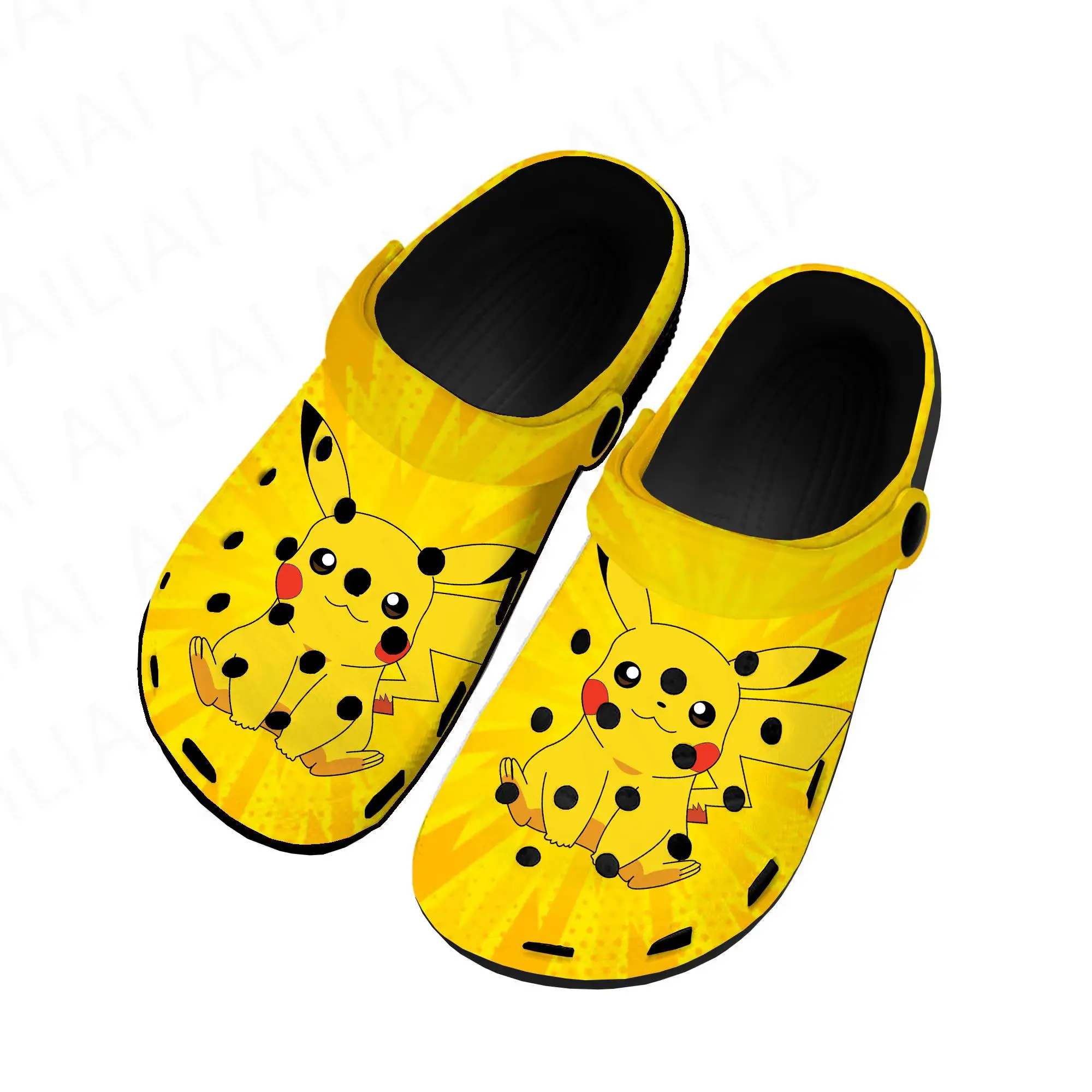 

Симпатичные Аниме Мультяшные домашние Сабо Pikachu, пользовательские водные ботинки для мужчин и женщин, обувь для подростков, дышащие пляжные тапочки с отверстиями