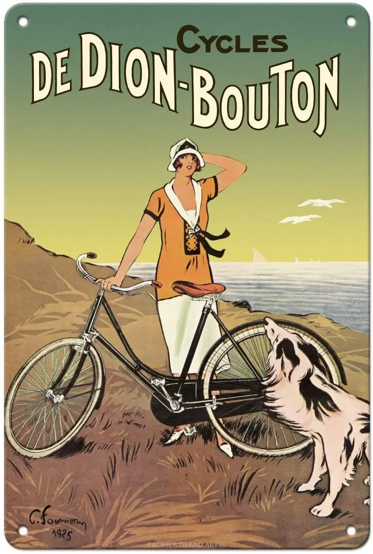 

Island Art De Dion Bouton Advertising Poster by Fournery 1925-8in x 12in Vintage Metal Tin Sign