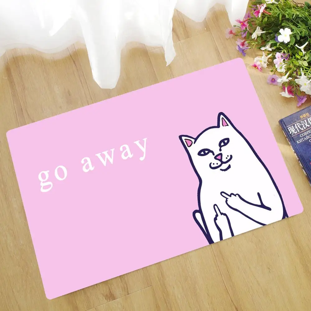 

Entrance Door Mat Black Cat Go Away Home Modern Absorbent Mat Bathroom Mat Rugs Carpet Floormat Bedside Mat Doormat Furry Mat