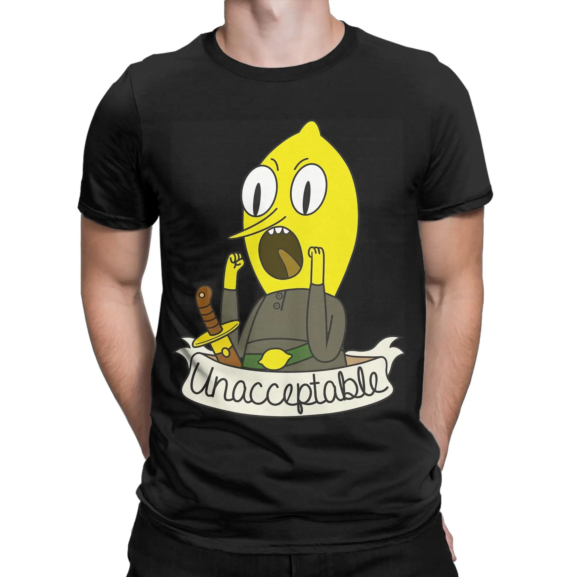 Фото Футболки Lemongrab для мужчин, забавная футболка из 100% хлопка, футболки с круглым вырезом и короткими рукавами, оригинальная одежда №2
