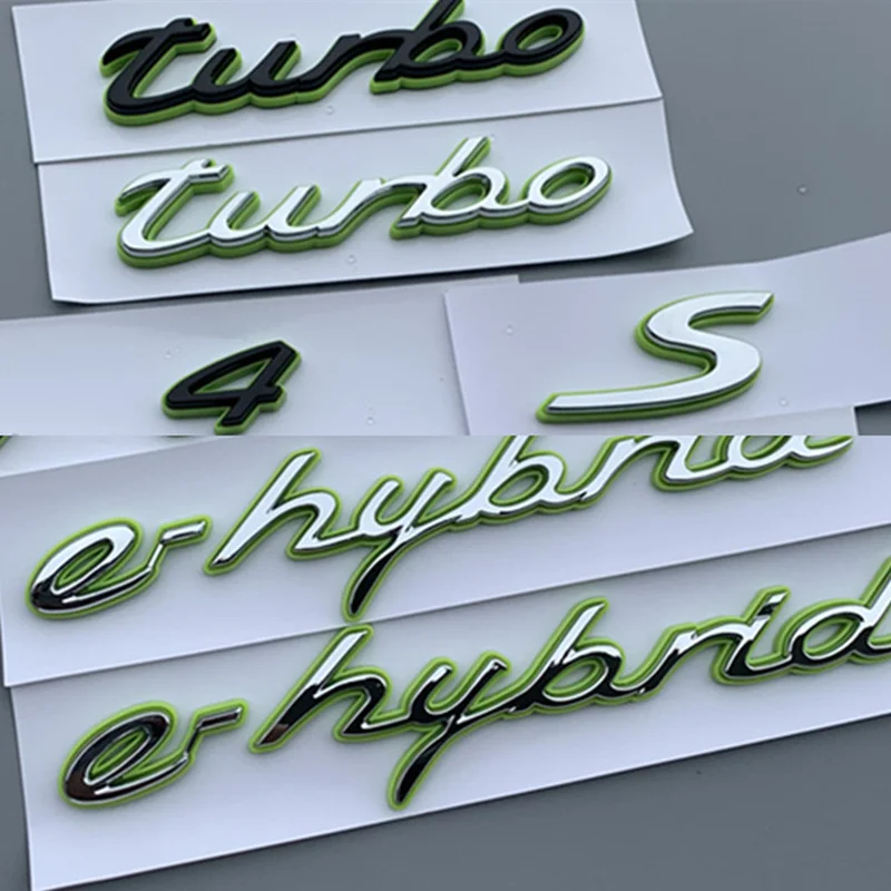 

Green Silver Black Turbo S E-hybrid Emblem Tailgate Logo Badge Decal Fender Ehybird Side Door Sticker